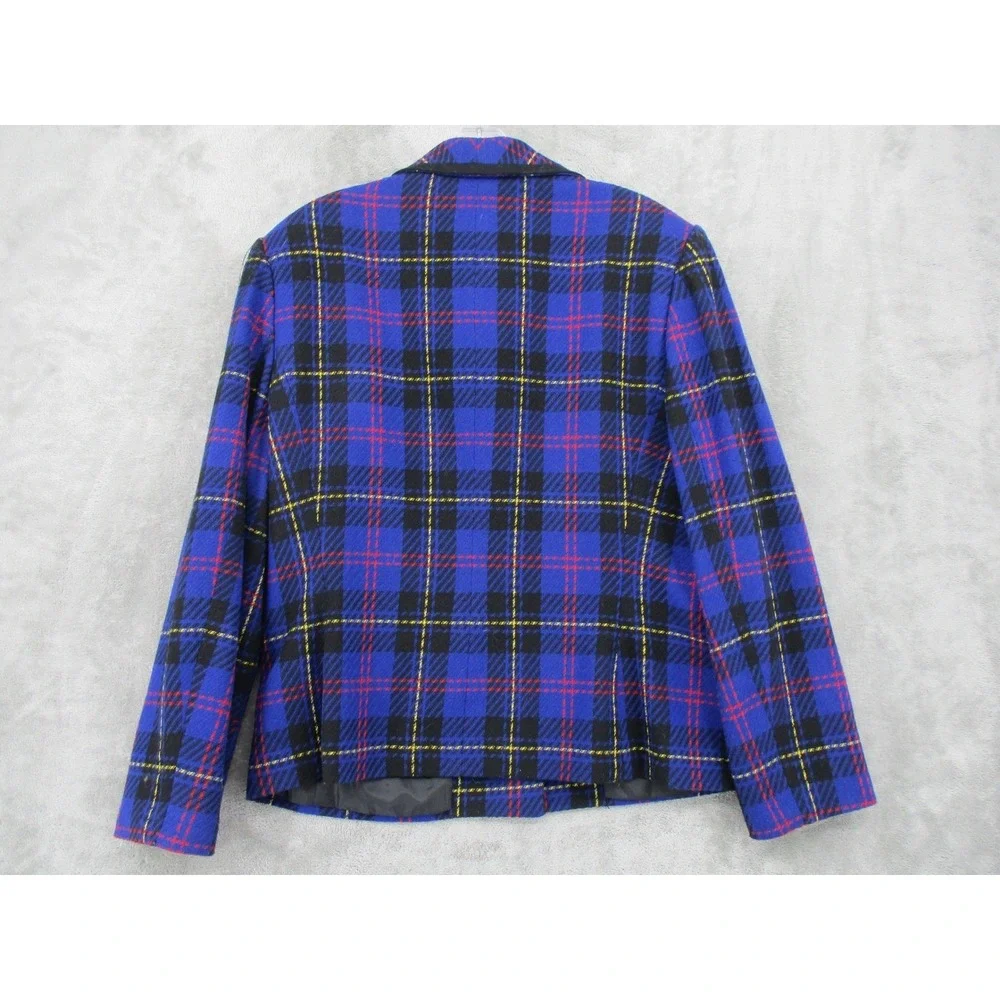 Le Suit Blazer Womens 14 Plaid Wool‎ Blend Career Office Preppy Academia Office